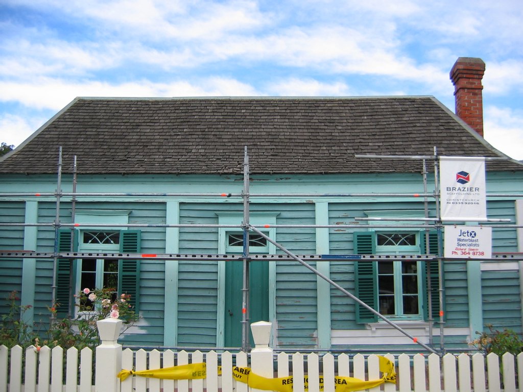 This building was the first building to be built in the area in the 1840’s and historically very important. There were up to 13 layers of paint in some areas. The wood was very soft in some areas and very delicate. This was all left intact when we had completed our restoration work. The building was then recoated in a light buff colour similar to that found by microscopic study of the lowest layer.