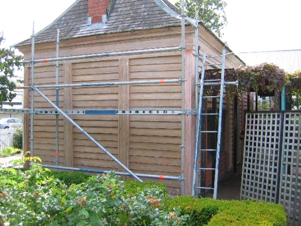 This building was the first building to be built in the area in the 1840’s and historically very important. There were up to 13 layers of paint in some areas. The wood was very soft in some areas and very delicate. This was all left intact when we had completed our restoration work. The building was then recoated in a light buff colour similar to that found by microscopic study of the lowest layer.