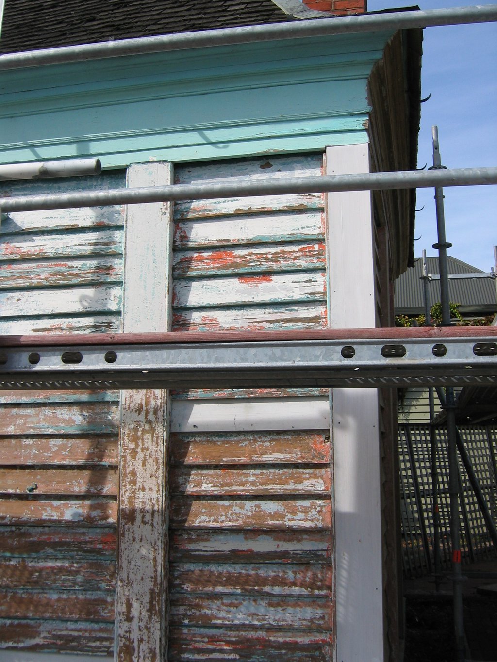 This building was the first building to be built in the area in the 1840’s and historically very important. There were up to 13 layers of paint in some areas. The wood was very soft in some areas and very delicate. This was all left intact when we had completed our restoration work. The building was then recoated in a light buff colour similar to that found by microscopic study of the lowest layer.