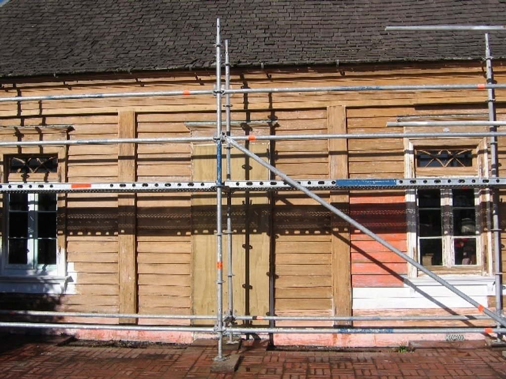 This building was the first building to be built in the area in the 1840’s and historically very important. There were up to 13 layers of paint in some areas. The wood was very soft in some areas and very delicate. This was all left intact when we had completed our restoration work. The building was then recoated in a light buff colour similar to that found by microscopic study of the lowest layer.