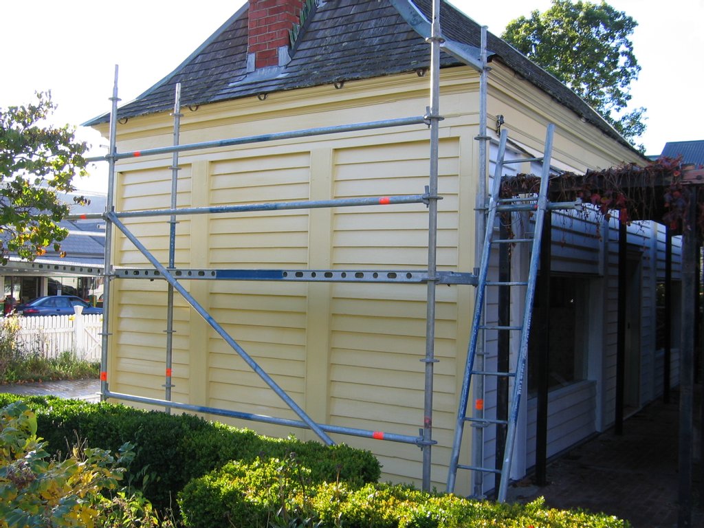 This building was the first building to be built in the area in the 1840’s and historically very important. There were up to 13 layers of paint in some areas. The wood was very soft in some areas and very delicate. This was all left intact when we had completed our restoration work. The building was then recoated in a light buff colour similar to that found by microscopic study of the lowest layer.